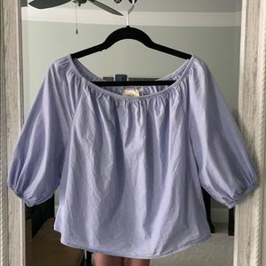 Anthropology cropped blue and white striped top